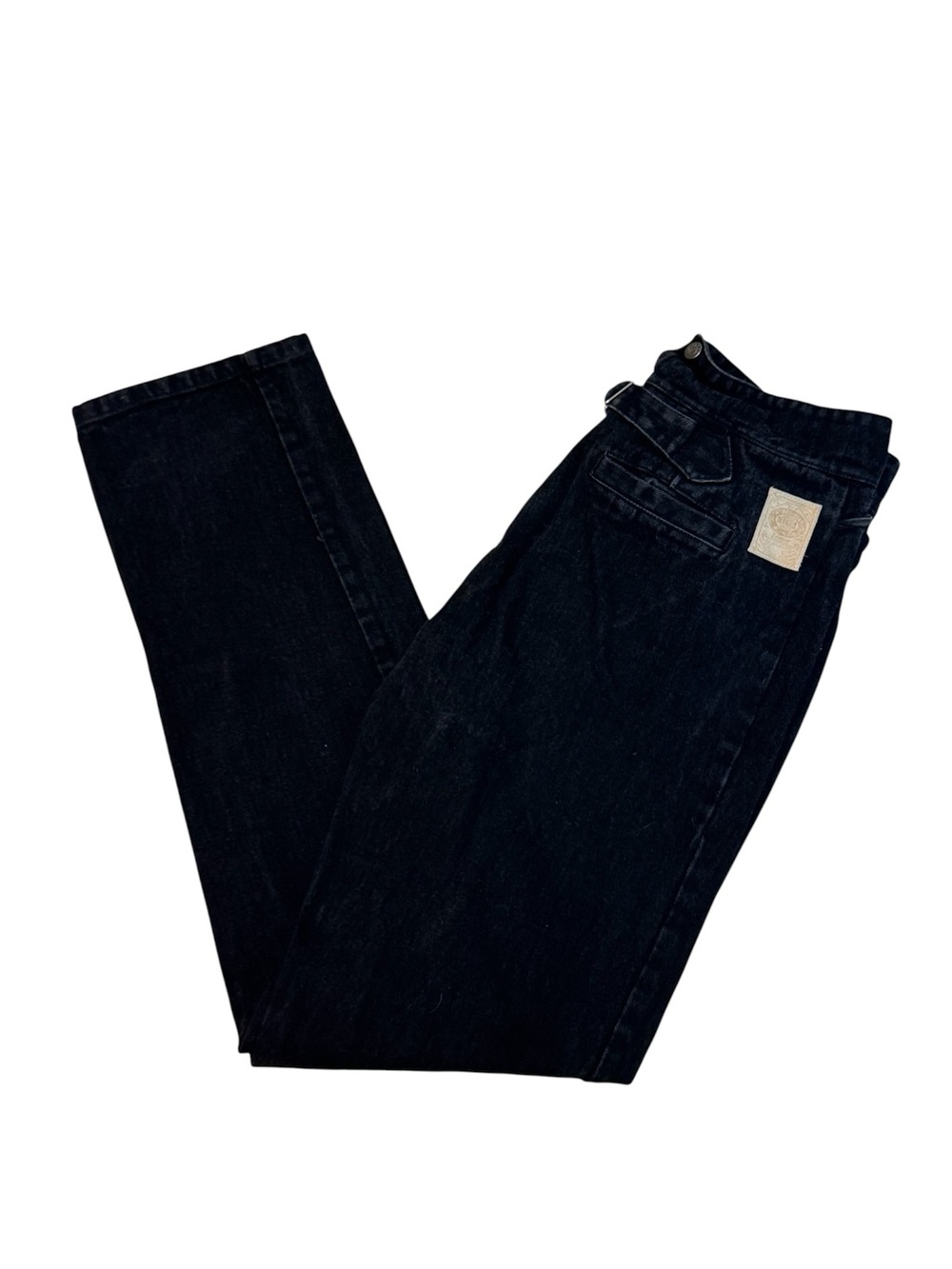 VTG Wahmaker Frontier Men’s Black Buckle Back Western Suspender Jeans 34